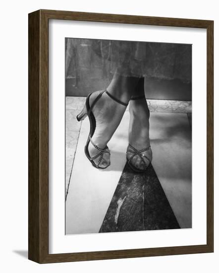 Woman Wearing Popular Style of Jeweled Evening Sandals-Nina Leen-Framed Photographic Print