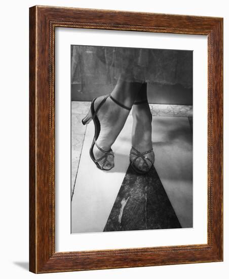 Woman Wearing Popular Style of Jeweled Evening Sandals-Nina Leen-Framed Photographic Print