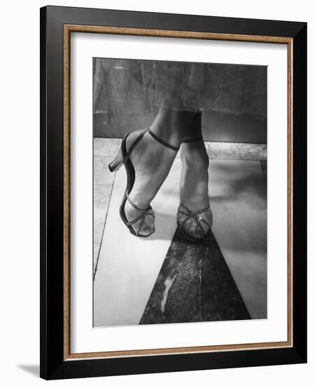 Woman Wearing Popular Style of Jeweled Evening Sandals-Nina Leen-Framed Photographic Print