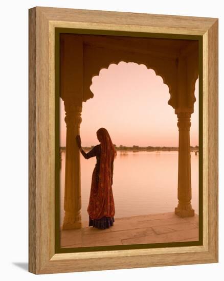 Woman Wearing Sari, Jaisalmer, Rajasthan, India-Doug Pearson-Framed Premier Image Canvas
