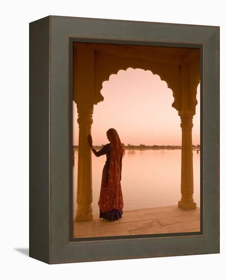 Woman Wearing Sari, Jaisalmer, Rajasthan, India-Doug Pearson-Framed Premier Image Canvas