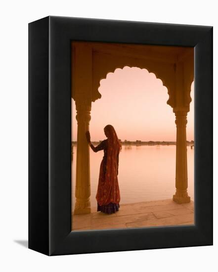 Woman Wearing Sari, Jaisalmer, Rajasthan, India-Doug Pearson-Framed Premier Image Canvas