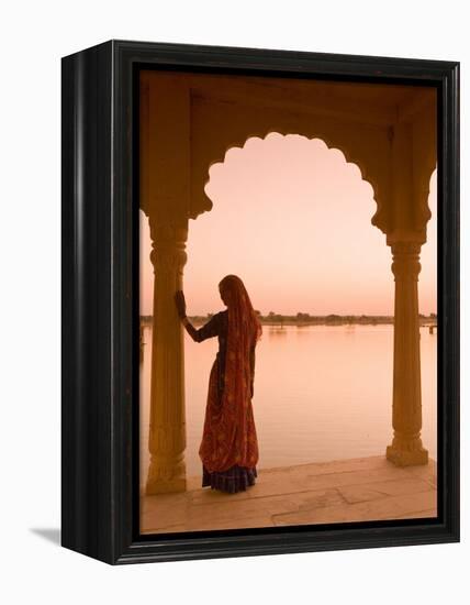 Woman Wearing Sari, Jaisalmer, Rajasthan, India-Doug Pearson-Framed Premier Image Canvas
