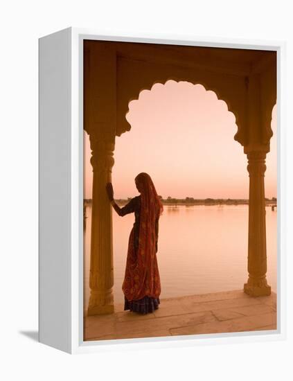 Woman Wearing Sari, Jaisalmer, Rajasthan, India-Doug Pearson-Framed Premier Image Canvas