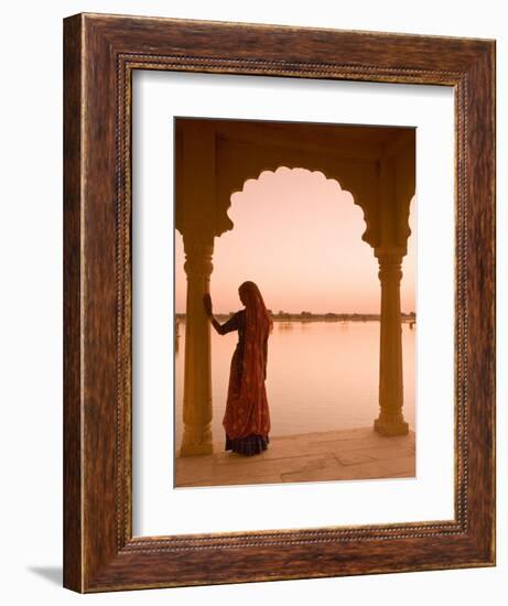 Woman Wearing Sari, Jaisalmer, Rajasthan, India-Doug Pearson-Framed Photographic Print