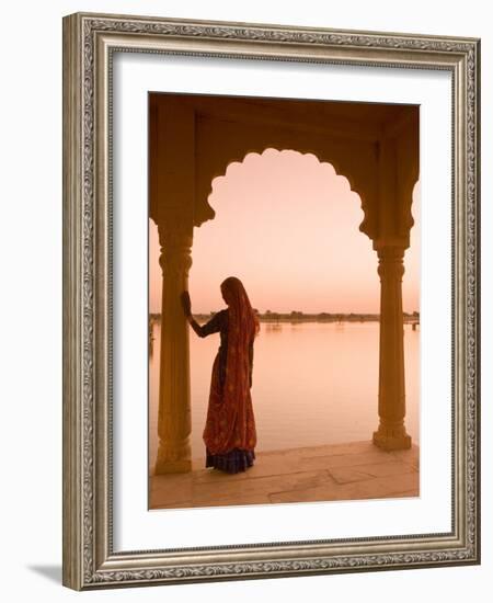 Woman Wearing Sari, Jaisalmer, Rajasthan, India-Doug Pearson-Framed Photographic Print