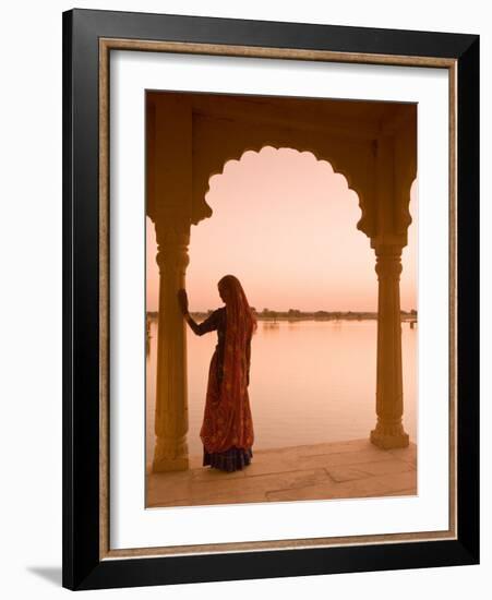 Woman Wearing Sari, Jaisalmer, Rajasthan, India-Doug Pearson-Framed Photographic Print