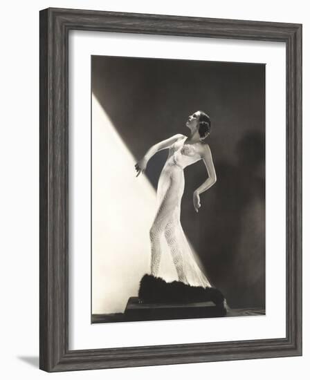 Woman Wearing Sheer Evening Gown-Everett Collection-Framed Photographic Print