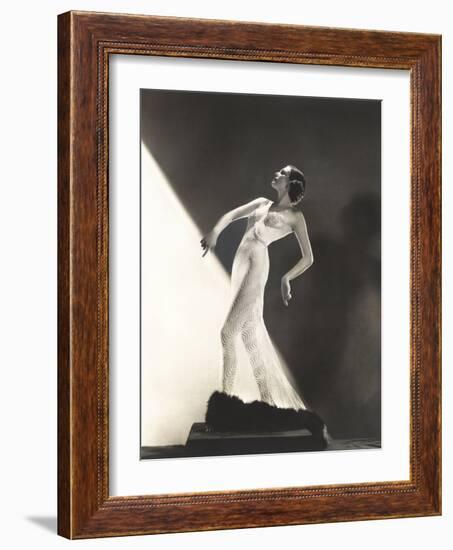 Woman Wearing Sheer Evening Gown-Everett Collection-Framed Photographic Print