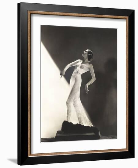 Woman Wearing Sheer Evening Gown-Everett Collection-Framed Photographic Print