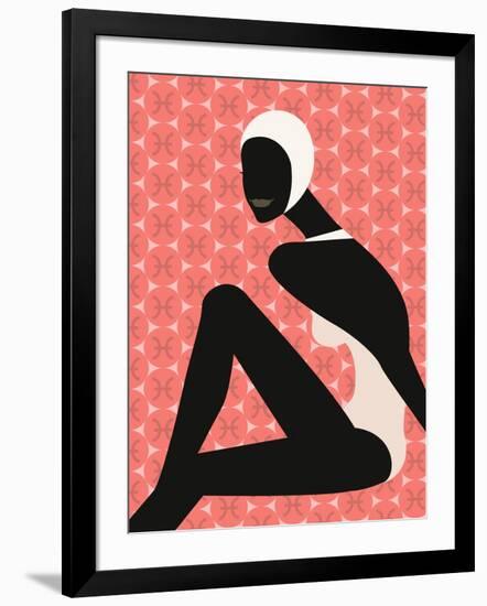 Woman Wearing Swim Cap-null-Framed Giclee Print