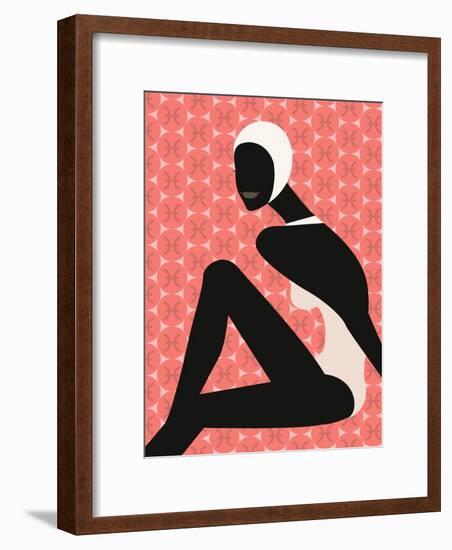 Woman Wearing Swim Cap-null-Framed Giclee Print