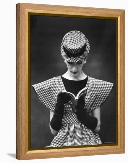 Woman Wearing Wide Shoulder Fashion Look-Nina Leen-Framed Premier Image Canvas