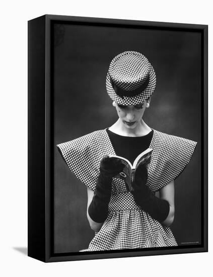 Woman Wearing Wide Shoulder Fashion Look-Nina Leen-Framed Premier Image Canvas