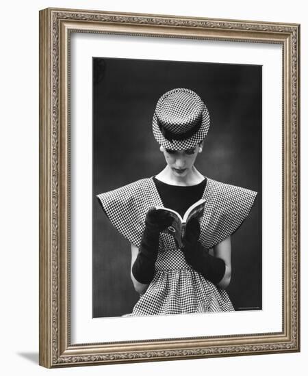 Woman Wearing Wide Shoulder Fashion Look-Nina Leen-Framed Photographic Print