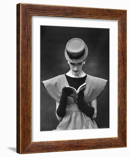 Woman Wearing Wide Shoulder Fashion Look-Nina Leen-Framed Photographic Print