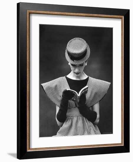 Woman Wearing Wide Shoulder Fashion Look-Nina Leen-Framed Photographic Print