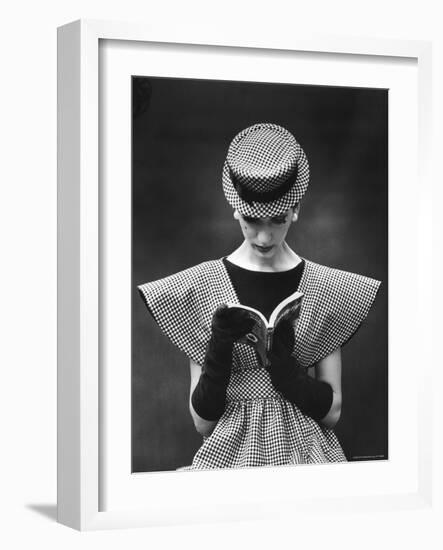 Woman Wearing Wide Shoulder Fashion Look-Nina Leen-Framed Photographic Print