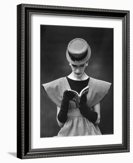 Woman Wearing Wide Shoulder Fashion Look-Nina Leen-Framed Photographic Print