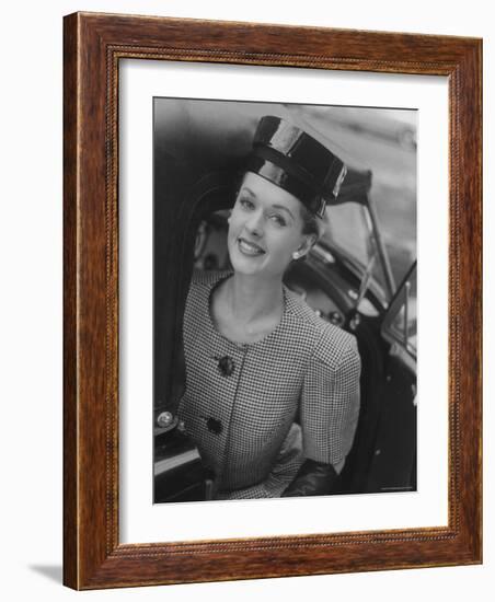 Woman Wearing Wide Shoulder Fashion Look-Nina Leen-Framed Photographic Print