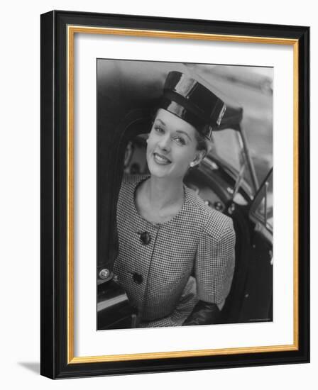 Woman Wearing Wide Shoulder Fashion Look-Nina Leen-Framed Photographic Print