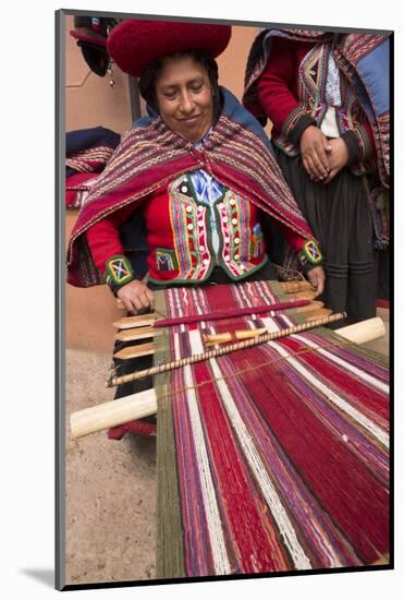 Woman Weaving at Backstrap Loom, Weaving Cooperative, Chinchero, Peru-Merrill Images-Mounted Photographic Print