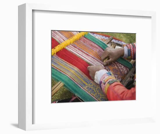 Woman Weaving, Traditional Backstrap Loom, Cuzco, Peru-Merrill Images-Framed Photographic Print