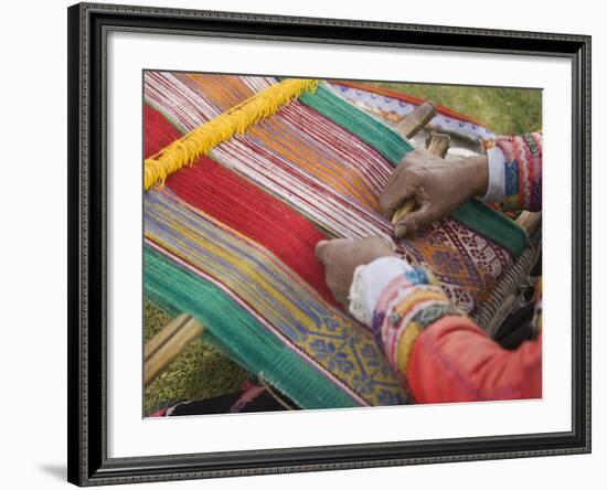 Woman Weaving, Traditional Backstrap Loom, Cuzco, Peru-Merrill Images-Framed Photographic Print