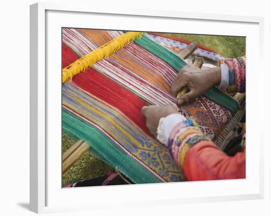 Woman Weaving, Traditional Backstrap Loom, Cuzco, Peru-Merrill Images-Framed Photographic Print