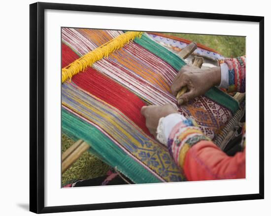 Woman Weaving, Traditional Backstrap Loom, Cuzco, Peru-Merrill Images-Framed Photographic Print