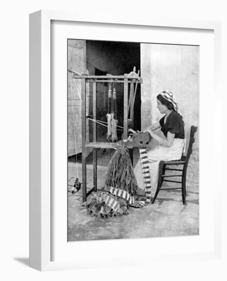 Woman Weaving with Straw on a Hand Loom, Fiesole, Near Florence, Italy, 1936-Donald Mcleish-Framed Giclee Print