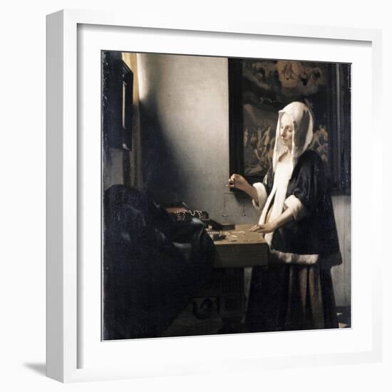 Woman Weighing Gold-Johannes Vermeer-Framed Premium Giclee Print