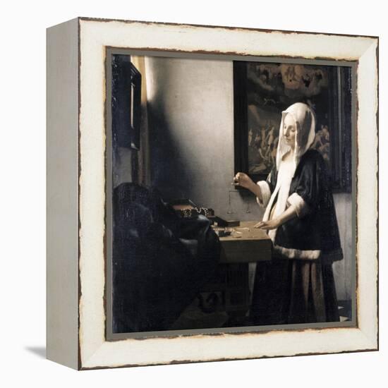 Woman Weighing Gold-Johannes Vermeer-Framed Premier Image Canvas