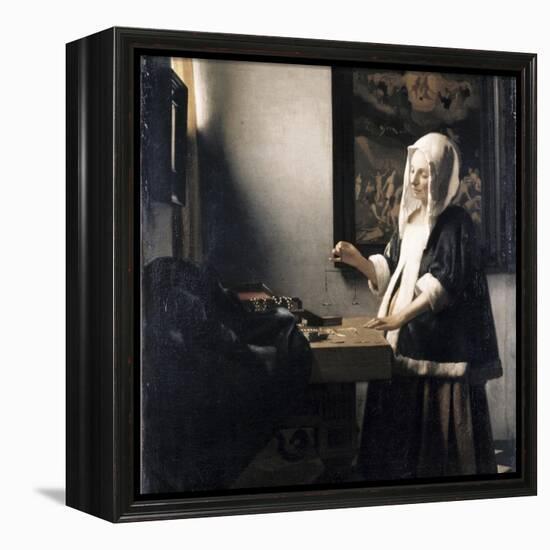 Woman Weighing Gold-Johannes Vermeer-Framed Premier Image Canvas