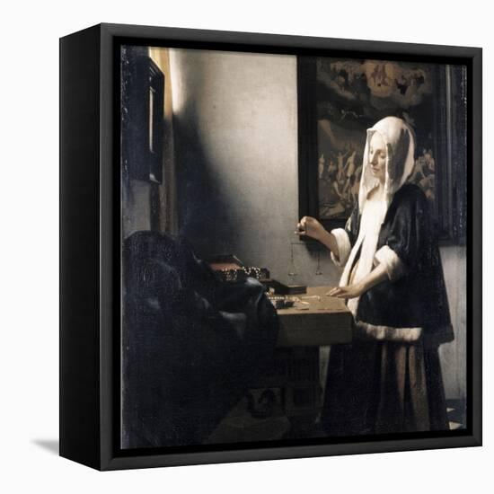 Woman Weighing Gold-Johannes Vermeer-Framed Premier Image Canvas
