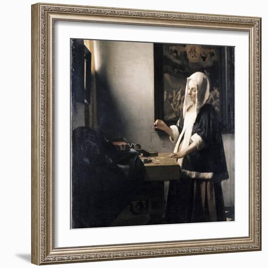 Woman Weighing Gold-Johannes Vermeer-Framed Giclee Print