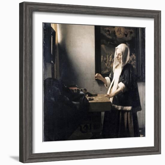 Woman Weighing Gold-Johannes Vermeer-Framed Giclee Print