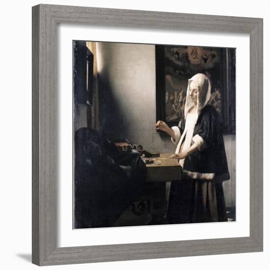 Woman Weighing Gold-Johannes Vermeer-Framed Giclee Print