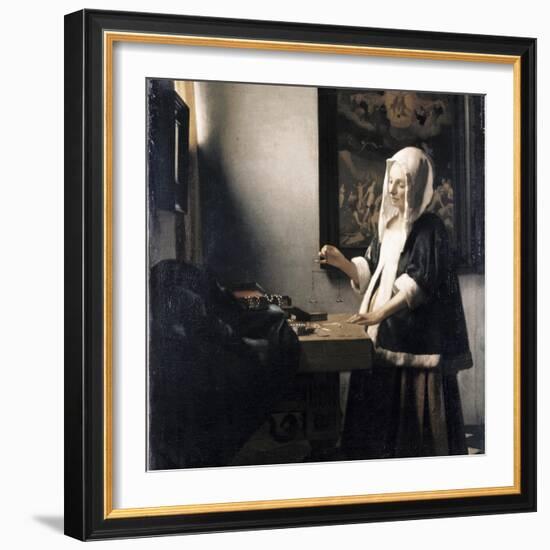 Woman Weighing Gold-Johannes Vermeer-Framed Giclee Print