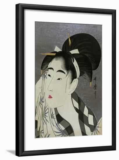 Woman Wiping Sweat, 1798-Kitagawa Utamaro-Framed Giclee Print