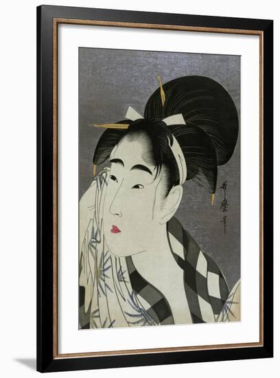 Woman Wiping Sweat, 1798-Kitagawa Utamaro-Framed Giclee Print