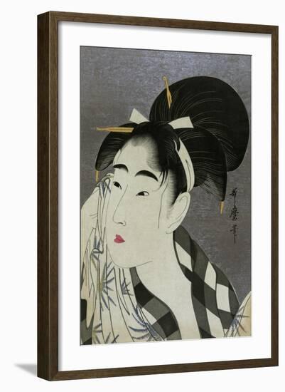 Woman Wiping Sweat, 1798-Kitagawa Utamaro-Framed Giclee Print