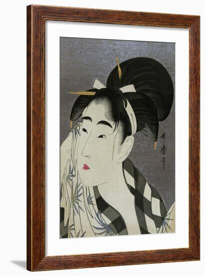 Woman Wiping Sweat, 1798-Kitagawa Utamaro-Framed Giclee Print