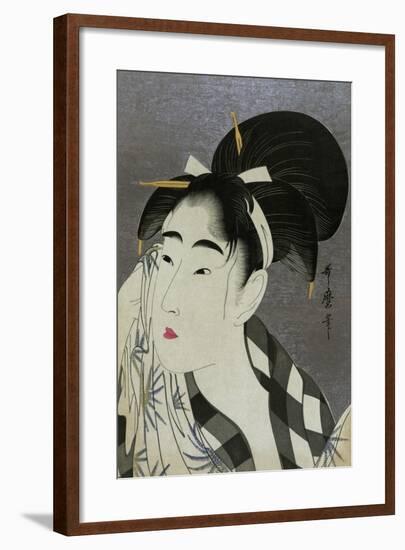 Woman Wiping Sweat, 1798-Kitagawa Utamaro-Framed Giclee Print