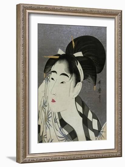 Woman Wiping Sweat, 1798-Kitagawa Utamaro-Framed Giclee Print