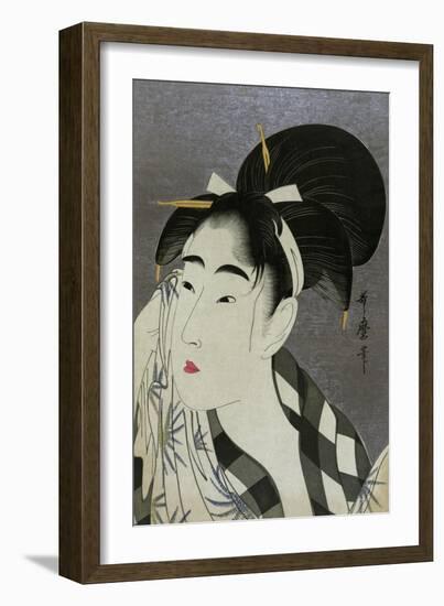 Woman Wiping Sweat, 1798-Kitagawa Utamaro-Framed Giclee Print