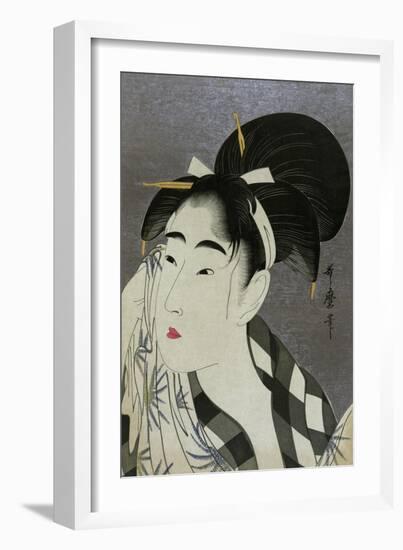 Woman Wiping Sweat, 1798-Kitagawa Utamaro-Framed Giclee Print
