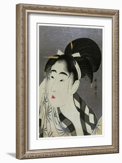 Woman Wiping Sweat, 1798-Kitagawa Utamaro-Framed Giclee Print