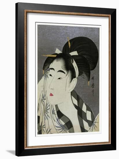 Woman Wiping Sweat, 1798-Kitagawa Utamaro-Framed Giclee Print