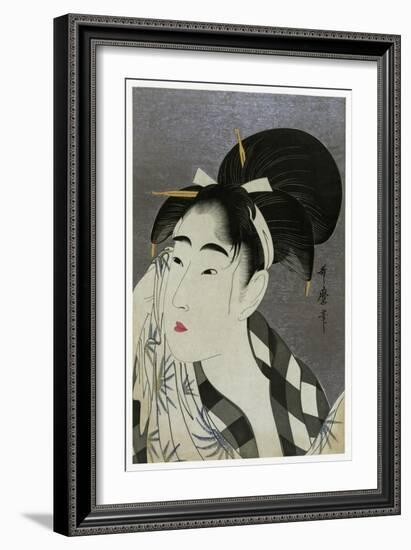 Woman Wiping Sweat, 1798-Kitagawa Utamaro-Framed Giclee Print